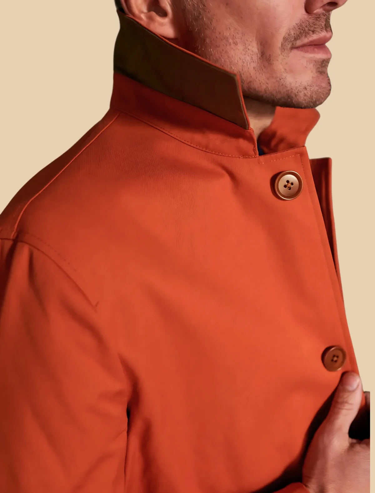 Classic Orange Cotton Trench Coat