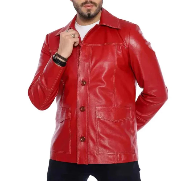 Fight Club Tyler Durden Red Leather Jacket