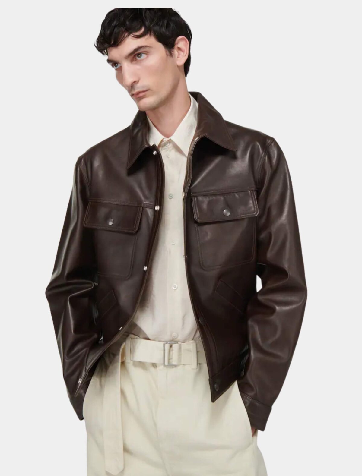 Oversized Brown Leather Shirt