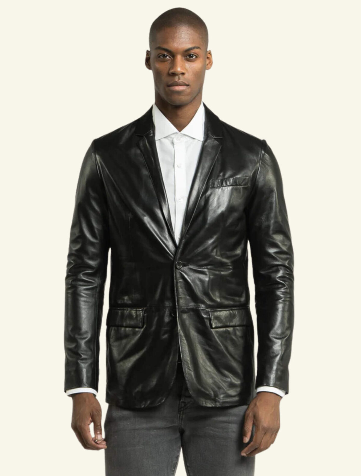 Classic Black Leather Blazer