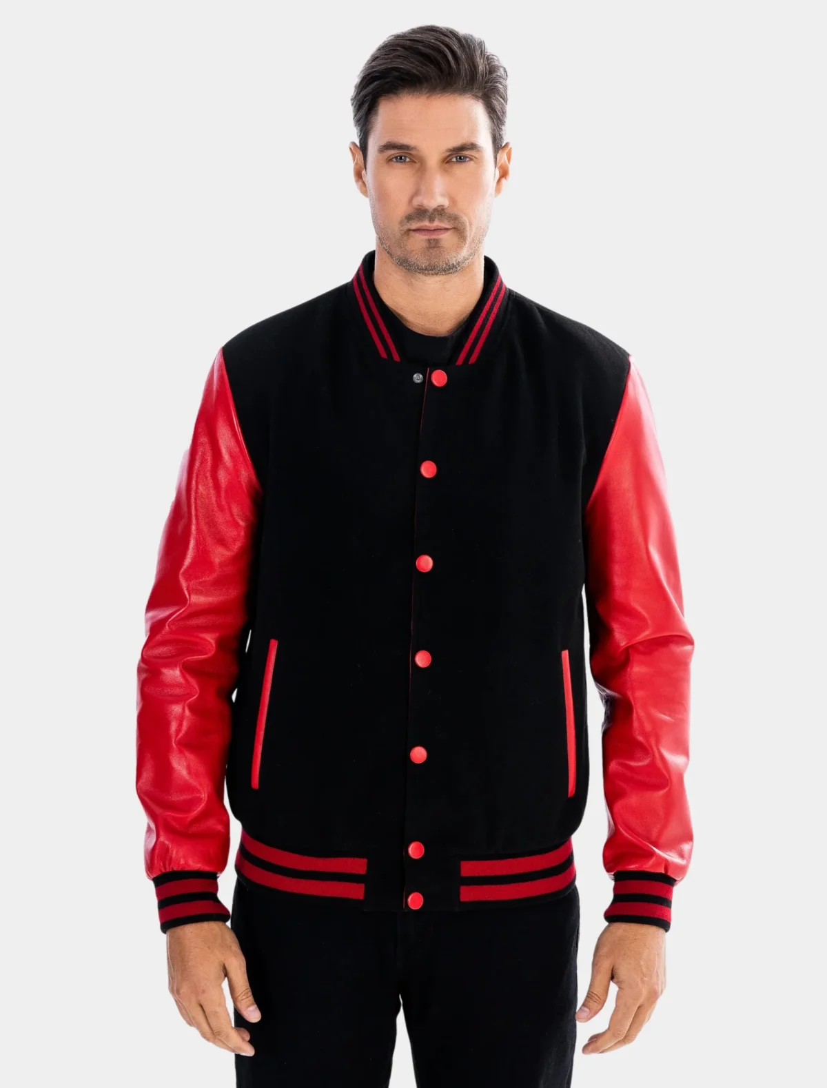 Classic Black & Red College Varsity Jacket