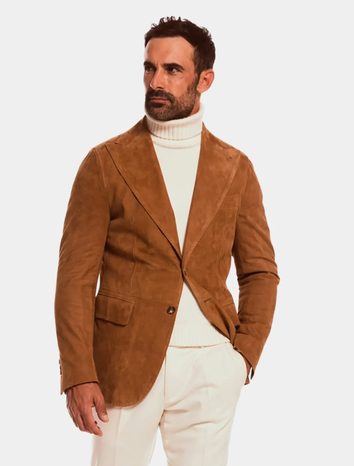 Classic Dark Brown Suede Leather Blazer