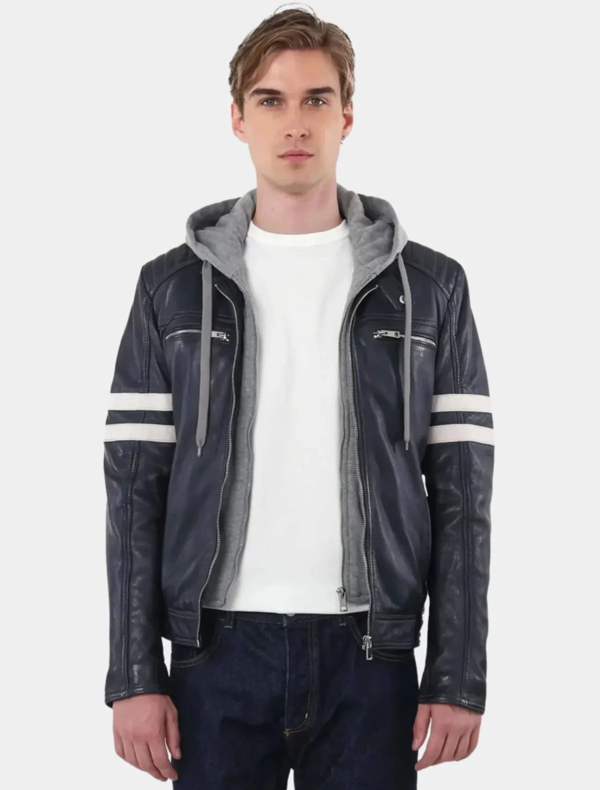 Mens-Retro-Black-Leather-Hooded-Jacket