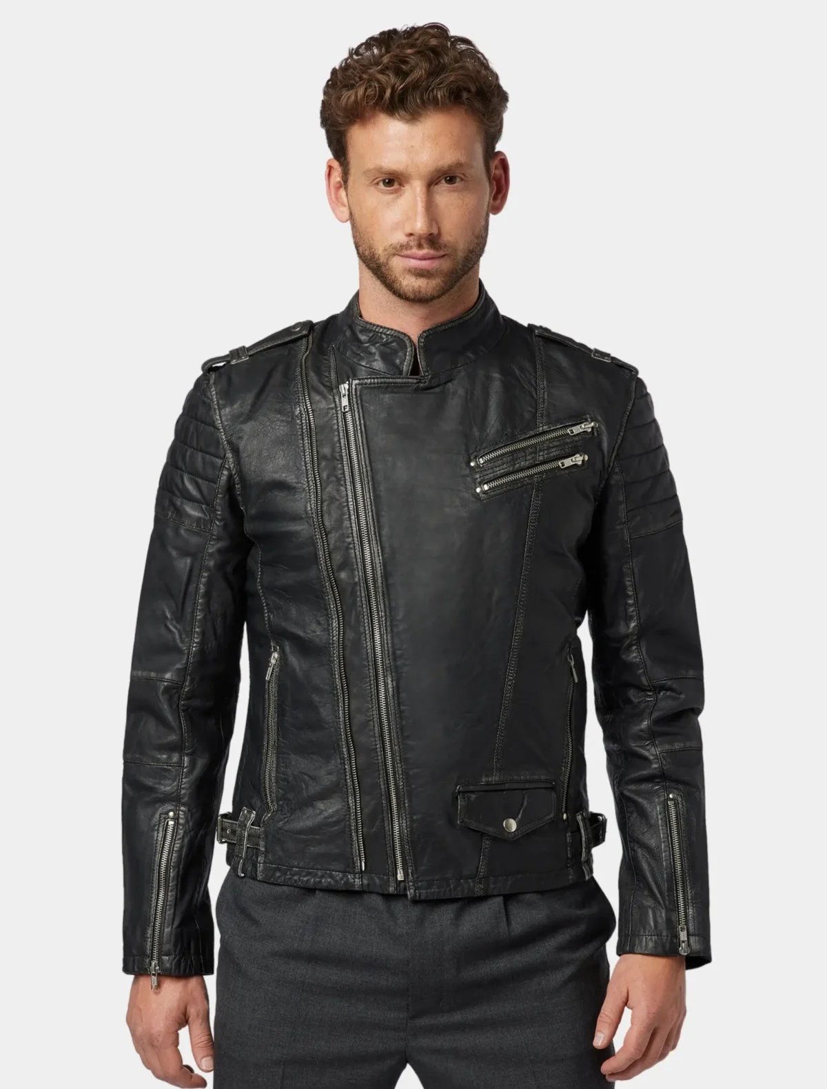 Stylish Black Leather Biker Jacket