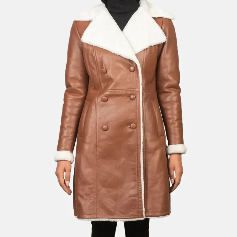 Puffy Brown Double Breasted Shearling Coat