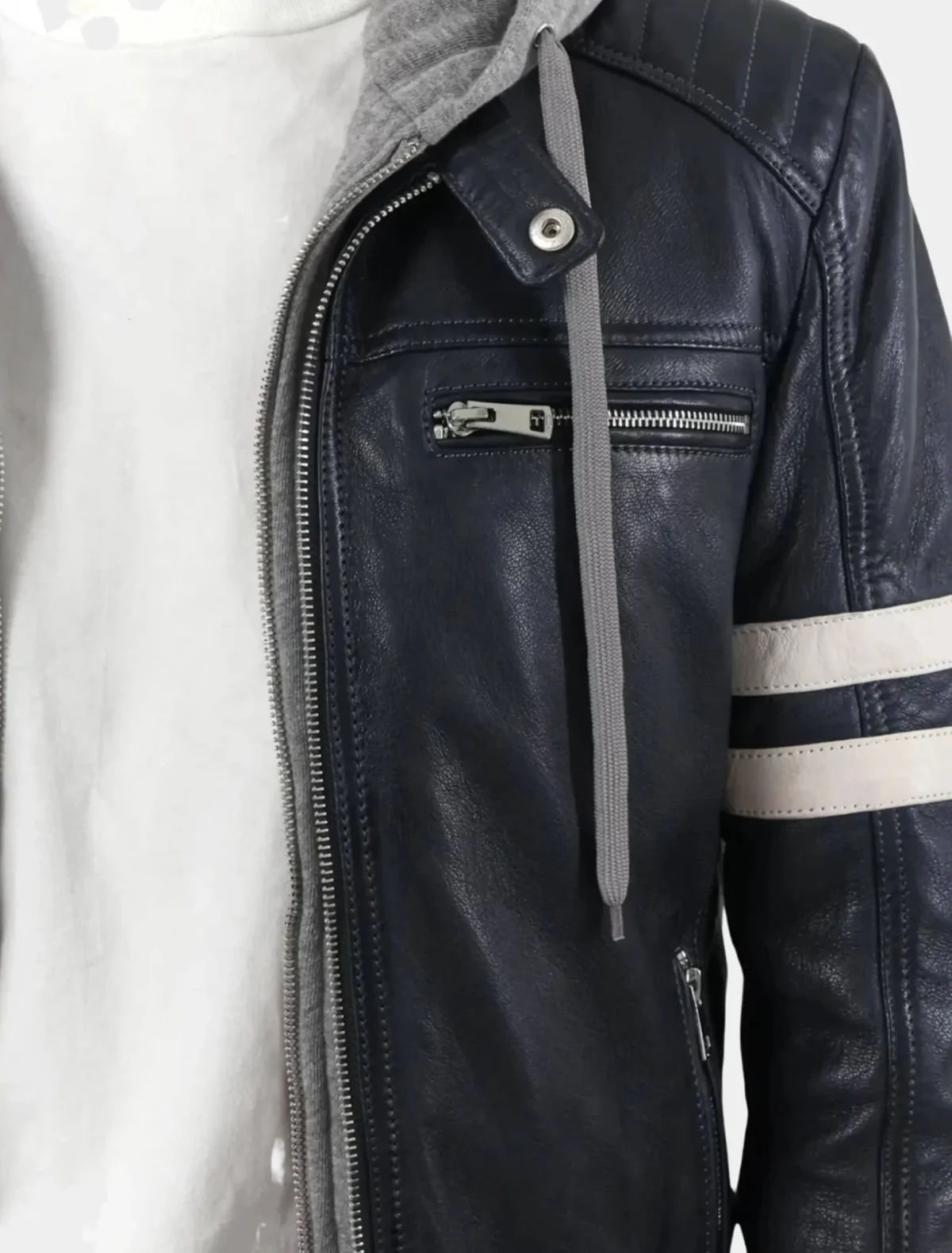 Road Hood Black White Serge Pariente Leather Jacket Mens