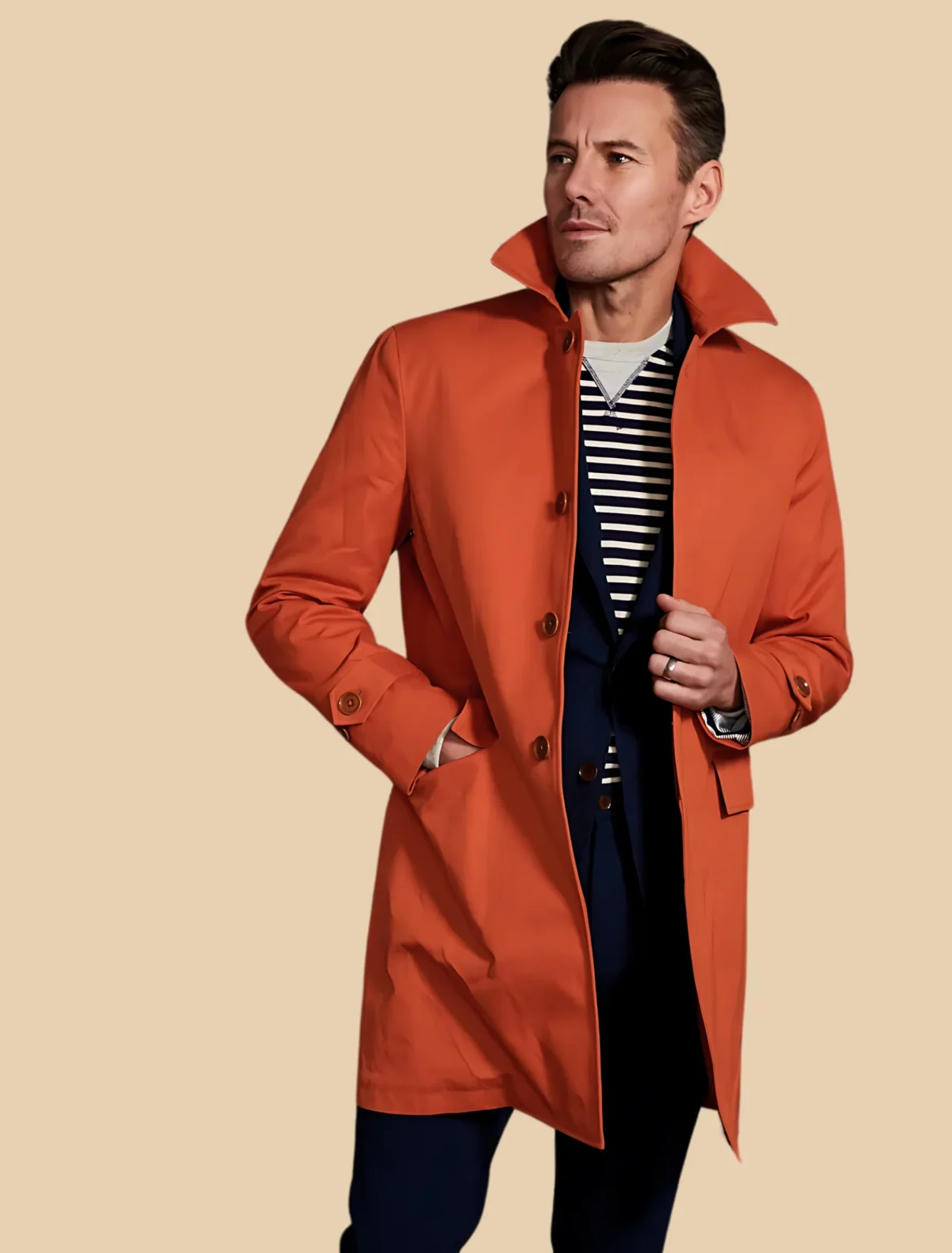 Men’s Orange Nelson Water Repellent Cotton Mac Coat