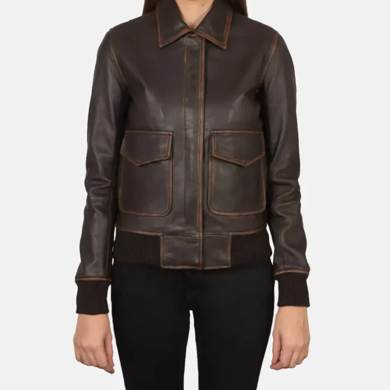 Vesta A-2 Brown Leather Bomber Jacket